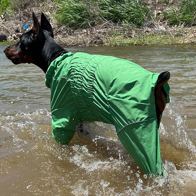 Dogs Waterproof Jacket, Lightweight Waterproof Jacket Reflective Safety Dog Raincoat Windproof Snow-Proof Dog Vest for Small Medium Large Dogs Green L
