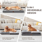 Orthopedic Dog Bed for Ctrate, Waterproof PillowTop Pet Bed for Medium Large Size Dogs, Egg-Crate Foam Dog Crate Mat with Removable Washable Cover, 2-Layers Kennel Pad 55"L x 42"W, Dark Grey
