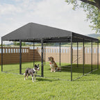 Large Dog Kennel with Roof, Outdoor Heavy Dog Cage for Big Dogs, 118x118x70.9 Galvanized Dog Fence Pen with Double Secure Locks，Weatherproof ，for Large Dogs