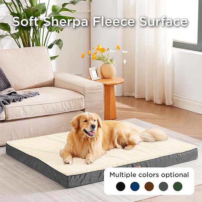 Bedsure XL Dog Beds Large Sized Dog -Comfy Flat Extra Large Pet Beds with Removable Washable Cover, Orthopedic Egg Crate Foam Mat, Suitable for Pet Up to 100 lbs