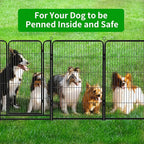 Dog Playpen Outdoor Extra Wide 8 Piece Panels Heavy Duty Dog Fence 32" Height Anti-Rust with Doors Portable for RV Camping Yard, Total 21FT, 35 Sq.ft, Snowy Black