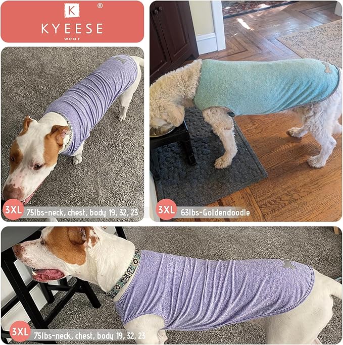 KYEESE 2 Pack Dog Shirts for Large Dogs Quick Dry Breathable Stretchy Sun Protection Pet T-Shirts with Reflective Label Tank Top Sleeveless Vest Dog Clothes, Purple+Pink, 3XL