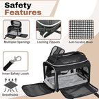 Airline Approved Top-Expanding Pet Carrier on Wheels- Extra Spacious Soft Lined Carrier! 18x11x11 (Black, Original Mesh Sides)