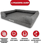 The Dog’s Bed, XL Grey Poly-Linen 43.5x34, Memory Foam, Pain Relief: Arthritis, Hip & Elbow Dysplasia, Post Surgery, Lameness, Supportive, Calming, Waterproof Washable Cover, Veterinary Approved