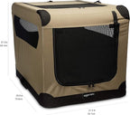 Amazon Basics 2-Door Portable Soft-Sided Folding Soft Dog Travel Crate Kennel, Medium (M 30" x 21" x 21"), Tan