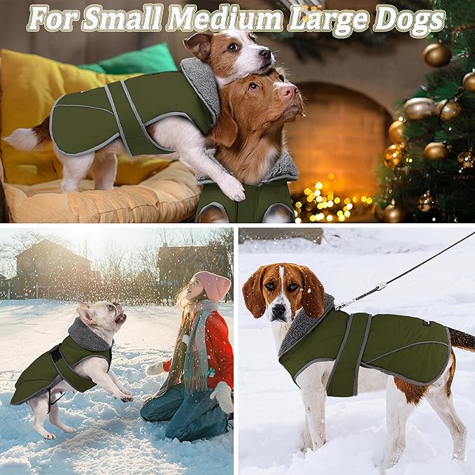 Dogcheer Dog Winter Coat,Fleece Collar Jacket Warm Vest Reflective Adjustable Sweater for Cold Weather,Windproof Waterproof Snow Coat for Small Medium Large Dogs,XXXL(Chest Girth 34.6-45.3,Back 28.7)