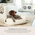 Jax & Bones Dog Napper - Machine Washable Shag Bed for Dogs - Extra Heavy Duty Bolstered Sides - Large White Dog Mat | 40 x 32 Inches