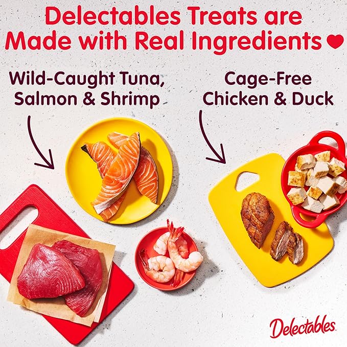 Delectables Squeeze Up Variety Pack, Creamy Squeezable Puree, Lickable Wet Cat Treats, Grain Free, No Added Fillers, No by-Products, No Added Preservatives, 0.5 Ounces Tube, 20 Tubes Total