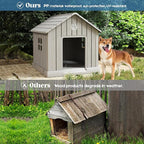 Dog House for Outdoor & Indoor Use with Window, Waterproof Ventilated Kennel with Elevated Floor, Easy to Clean Shelter for Small Medium Dogs (Grey, 29.9" L x 32.3" W x 32.5" H)