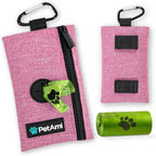PetAmi Dog Poop Bag Holder for Leash, Dog Waste Bag Dispenser with Clip, Doggy Walking & Camping Accessories with Trash Bag Roll, Pink 1 Pack