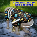 Dog Raincoat, Adjustable Rain Jacket with Hooded Double Layer for Large Medium Small Dogs Puppies, Lightweight Waterproof Rain Coat Poncho with Reflective Stripe Paw Print Black,L