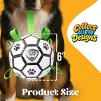 ProBall Pets Interactive Dog Soccer Ball with Grab Tabs - Floats on Water, Fetch & Training Toy for Medium Dogs, Herding Breeds - Waterproof Non-Toxic - 7" White Green