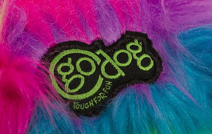 goDog Furballz Squeaky Plush Ball Dog Toy, Chew Guard Technology - Rainbow, Medium