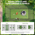 Oranland 8x4x6FT Outdoor Dog Kennel, Heavy Duty Welded Wire Steel Dog kennels with Secure Lock for Outside, Dog Pen with Waterproof Roof Cover and 2 Rotating Dog Bowls