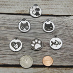Stainless Steel Cat ID Tags - Engraved Personalized Cat Tags includes up to 4 Lines of Text with Kitty Face Shape
