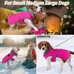 Dogcheer Dog Coat, Waterproof Dog Jacket Reflective Pet Winter Coat with Adjustable Hook & Loop, Christmas Puppy Fleece Jacket Warm Turtleneck Snowsuit for Small Medium Large Dogs - Pink, S
