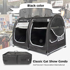 Mispace Portable 2 Pet Carriers for Cats Collapsible Cat Condo for Car Travel Pet Kennel Show Cages with Portable Carry Bag Hammocks Mats and Litter Box