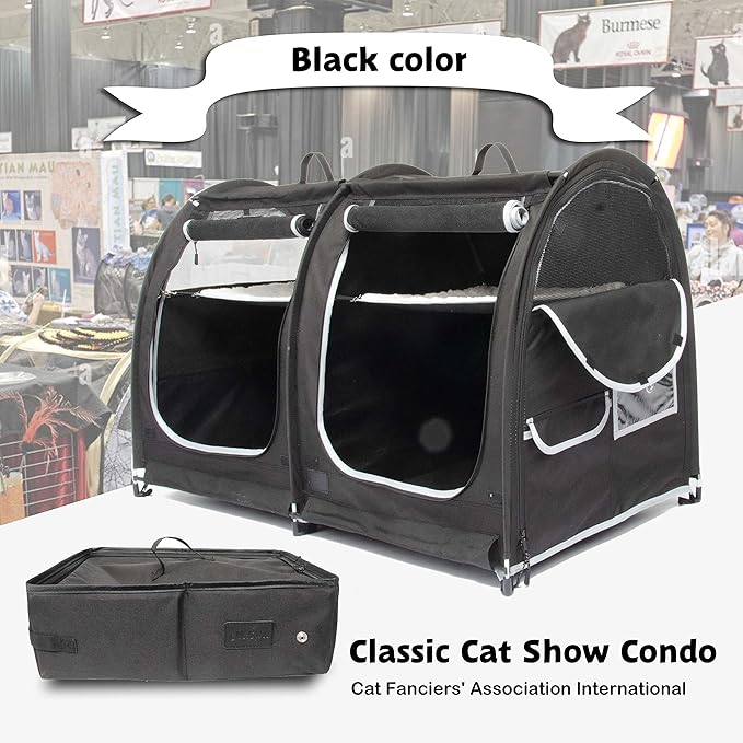 Mispace Portable 2 Pet Carriers for Cats Collapsible Cat Condo for Car Travel Pet Kennel Show Cages with Portable Carry Bag Hammocks Mats and Litter Box