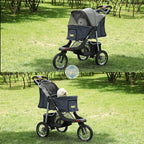 VIAGDO Premium Heavy Duty Dog Stroller for Small Medium Dogs & Cats, 3-Wheel Pet Strollers, Foldable Cat Stroller with Suspension System/Link Brake/One-Hand Fold, Max. Loading 55 LBS