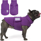 cyeollo XL Dog Sweater, Fleece Dog Sweaters Soft Stretchy Doggie Vest Turtleneck Doggy Sweatshirt Warm Fall & Winter Clothes for Medium to Large Dogs Girl, Purple XL