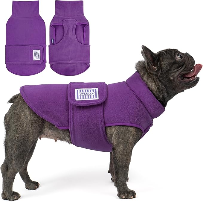 cyeollo XL Dog Sweater, Fleece Dog Sweaters Soft Stretchy Doggie Vest Turtleneck Doggy Sweatshirt Warm Fall & Winter Clothes for Medium to Large Dogs Girl, Purple XL