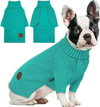 cyeollo Small Dog Sweater, Warm Stretchy Sweaters for Small Dogs Girl, Pullover Knitted Thermal Winter Big Dog Clothes with Sleeves, Turtleneck Pet Beagle Border Collie Apparel, Aqua Green L