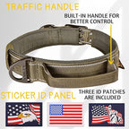 ADITYNA Heavy Duty Dog Collar for Extra-Large Dogs - Reflective Green Collar with Handle for Training, and Walking - Wide, Thick, Tactical, Soft Neoprene Padded