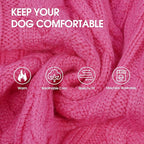 IECOii Girl Dog Sweater Dress - Cable Knit Dog Sweater for Medium Dogs Girl, Pink, Large - Turtleneck Winter Sweaters with Leash Hole, Soft & Stretchy Adorable Dress for Thanksgiving Christmas Photo