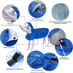 Waterproof Dog Raincoat, Adjustable Reflective Lightweight Pet Rain Clothes with Poncho Hood (Large, Blue)