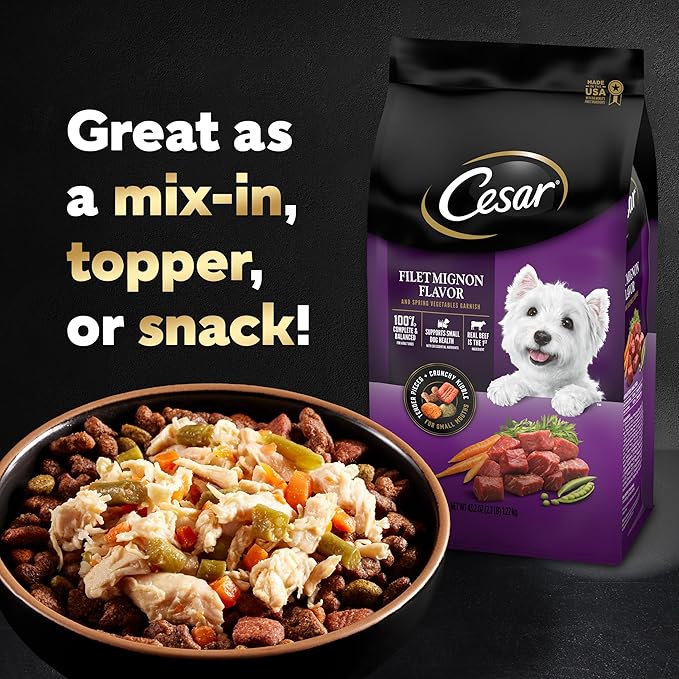 Cesar Simply Crafted Adult Wet Dog Food Meal Topper, Chicken, Carrots & Green Beans and Beef, Chicken, Purple Potatoes, Peas & Carrots Variety Pack, 1.3 oz. (16 Count, Pack of 1)