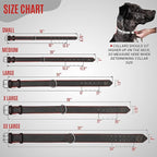 Riparo Genuine Leather Padded Dog Heavy Duty K-9 Adjustable Collar (S: 0.75” Wide for 10”-13.5” Neck, Black/Red Thread)