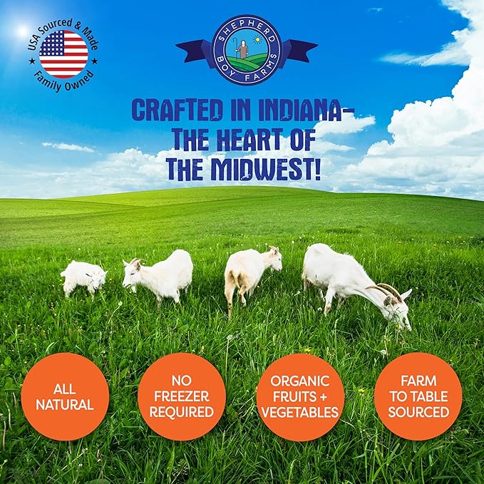Shepherd Boy Farms Freeze Dried Raw Goats Milk with Probiotics for Dogs & Cats (Golden Blend), Organic USA Veggies & Fruits, High Protein, Digestible Goat Milk Powder, Food Toppers - Makes 16 FL OZ
