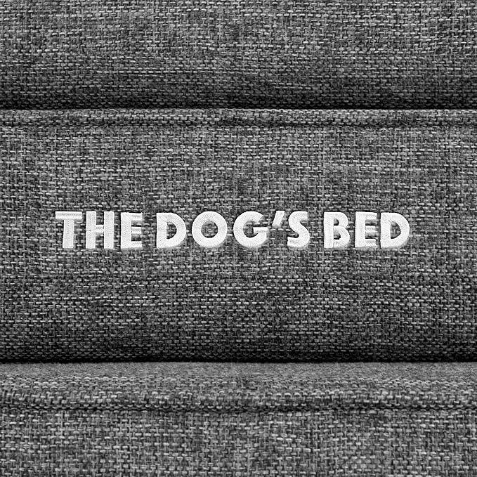 The Dog’s Bed Orthopedic Headrest Dog Bed XL Linen Grey, Memory Foam, Pain Relief for Arthritis, Hip & Elbow Dysplasia, Post Surgery, Lameness, Waterproof Washable Cover
