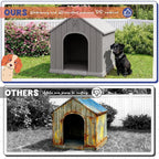 Dog House Outdoor Indoor, Plastic Small Dog House-Weatherproof & Insulated Design with Air Vents & Elevated Floor for Small to Medium Dogs, Easy Clean and Assemble (Grey)