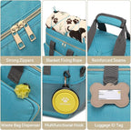 Dog Travel Bag for Traveling| Week Away/Overnight Dog Travel Accessories with Multi-Function Pockets|Pet Travel Set for Dog and Cat|Ideal Dog Diaper Bag and Dog Travel Kit(Sea Blue)