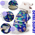Dog Raincoat, Adjustable Rain Jacket with Hooded Double Layer for Large Medium Small Dogs Puppies, Lightweight Waterproof Rain Coat Poncho with Reflective Stripe Leaf Blue,L