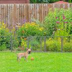 FXW Garden Fence Outdoor for The Yard – 24in(H) x 15.2ft(L) Heavy Duty Metal Animal Barrier for Dog and Rabbit, Decorative Dog Fence, 8 Panels, Silver