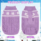 Warm Winter Dog Sweater - Cold Weather Pet Clothes for Small Medium Large Dogs Indoor Outdoor, Soft Classic Knit Puppy Apparel, Purple, M