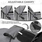 MoNiBloom 3 Wheels Pet Dog Cat Stroller for Small Medium Dogs and Cats, Lightweight Foldable Jogger Stroller w/Storage Basket and Cup Holder, Gray