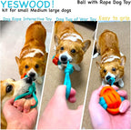 YESWOOD! Tug of War Dog Toy Small Breed,Durable Dog Ball with Rope for Agreessive Chwers,4-Pack Rope with Ball Attached for Small and Medium Breed 0-80 Pounds,Puppy Interactive Toy