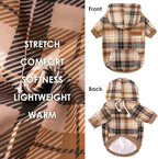 Dog Basic Hoodie Ultra-Soft Plaid Dog Clothes Cold Weather Sweaters for Medium Large Dogs Breathable Cozy Fabric Pet Coat Warm Stylish Sweatshirt with Leash Hole Pocket Dogs Jacket for Cats Boys Girls