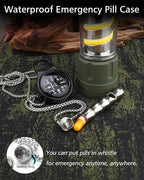 Titanium Pill Holder Necklace for Men Women Emergency Whistle Mini Keychain Nitro Pill Case with Loud Whistles EDC Safety Backpacking Survival Hiking Camping Pets Training