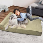 Sytopia 35D XXL Memory Foam Dog Bed, 7 Inch Thick Extra Large Orthopedic Couch for Senior Dogs Over 100 Pounds, Water Resistant and Washable Cover, Liner, Beige