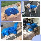 Waterproof Dog Raincoat, Adjustable Reflective Lightweight Pet Rain Clothes with Poncho Hood (4X-Large, Blue)