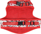 Mile High Life Dog Harness, Air Mesh Floral Vest Harness for 20 lbs Small Dogs & Cats, Easy Get on Adjustable Easy Closures Both Neck and Chest(Red Rose, M Chest 18"-20")