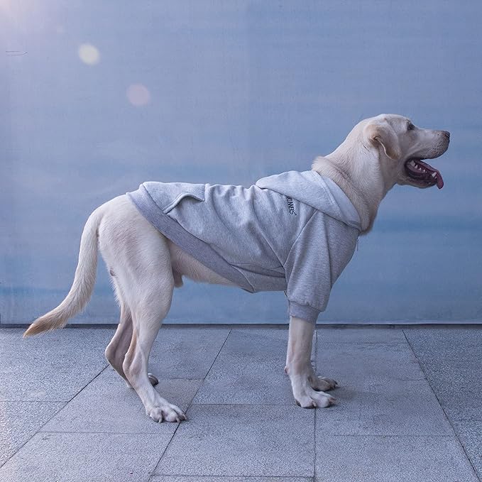 Extra Large Dog Clothes Hoodies Zip Up Sweaters for Big Dogs Labrador Border Collie Grey 4XL