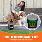Pupzle Dog Pooper Scooper with Bag Attachment, 40" Long Handle Pooper Scooper for Large Dogs, Dog Poop Scoop for Yard, Large Capacity Swivel Bin and Rake, Lavender Scented Bags (Grey)