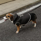 Fleece Lining Dog Hoodie with Harness Built in,Extra Warm Small Dog Jacket in Winter Puppy Coats with Drawstring Hooded,Black M