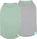 KYEESE 2Pack Dog Shirts Waffle for Small Dogs Stretchy T-Shirts Lightweight Tank Top Sleeveless Vest Breathable Cat Tee, Small, Green+Grey
