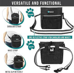PetAmi Dog Treat Pouch, Pet Treat Pouch for Training, Dog Walking Bag Holder for Kibbles, Pet Food Toy, Dog Trainer Essentials Supplies, Poop Bag Dispenser, 3 Ways to Wear (Black)